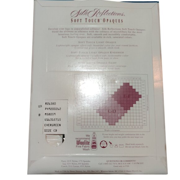 Vintage Hanes Silk Reflections Opaque Control Top Evergreen 262 1990s Sz CD - Picture 3 of 5